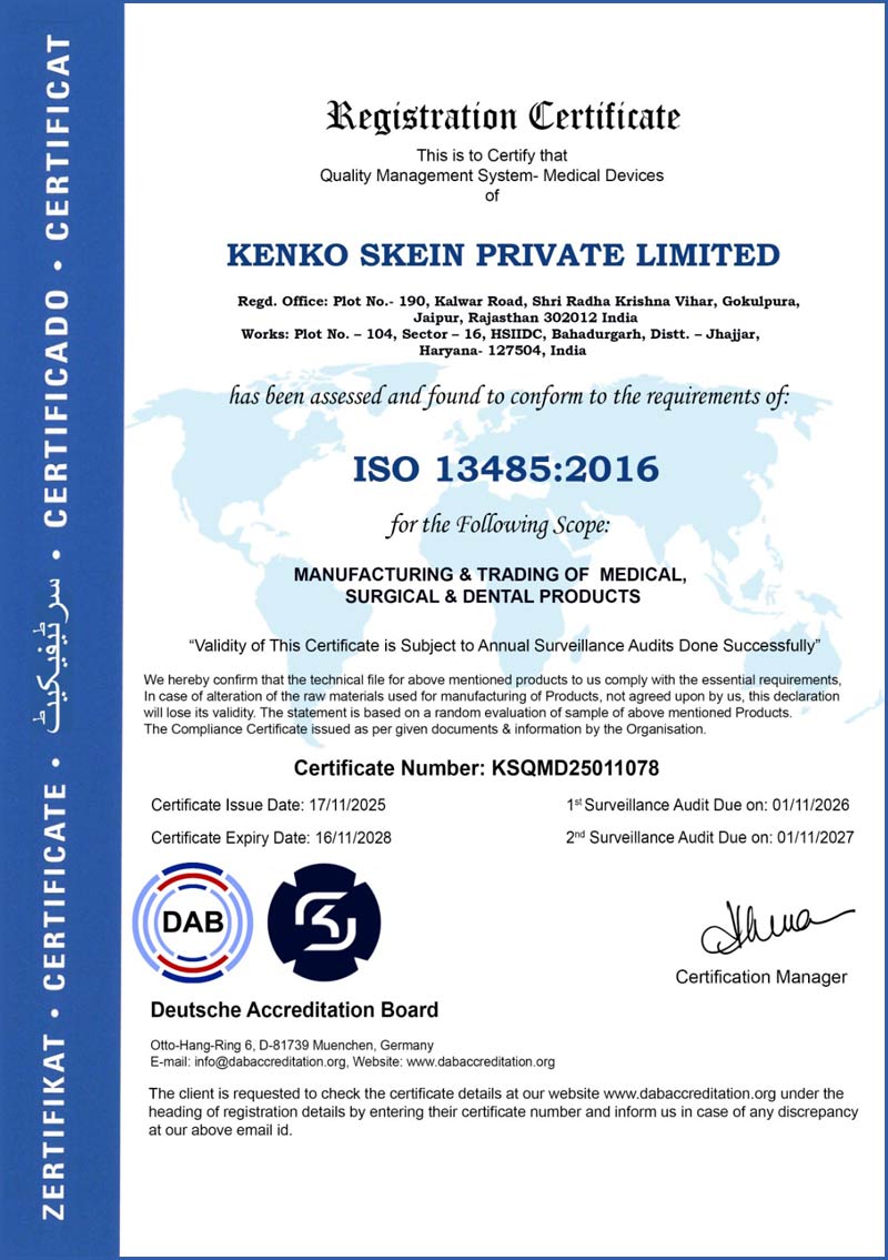 ISO 13485:2016 - Kenko Skein Private Limited